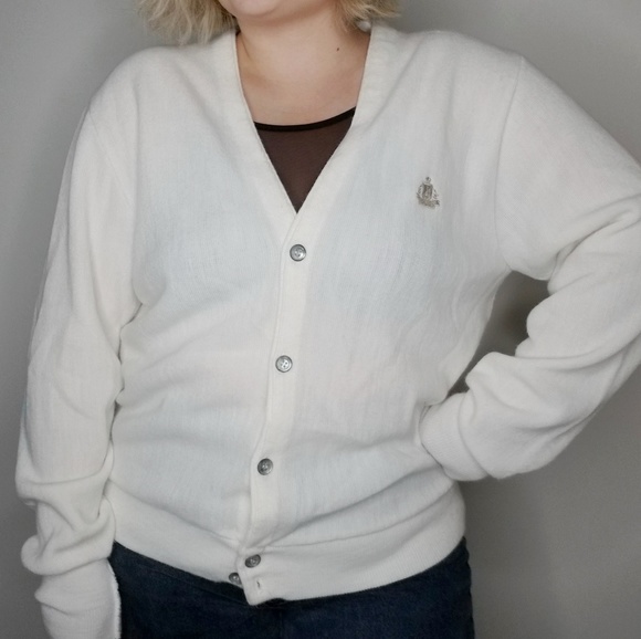 Izod Sweaters - Vintage IZOD Cardigan Button Up White Medium